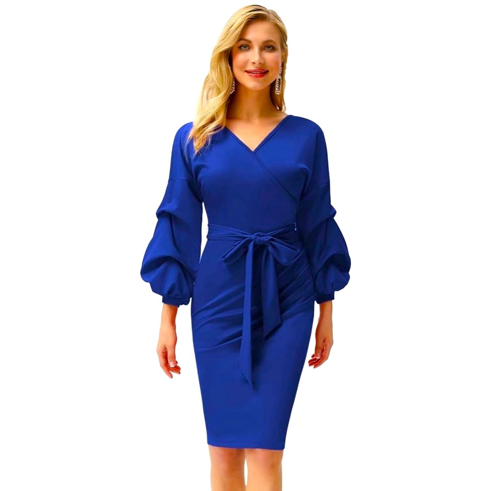 Grace Karin Lantern Sleeve Midi Dress